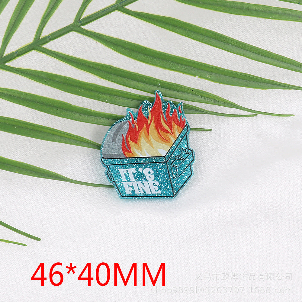 Wholesale 10pcs FlatBack Loose Powder Cartoon Acrylic Pin Cute DIY Patch